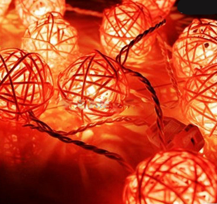 3M Orange Rattan Ball String Lights with 20 Warm White LED Lights