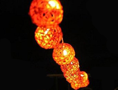 3M Orange Rattan Ball Christmas Lights – 20 Warm White LEDs