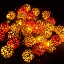 3M Orange & White Rattan Ball Christmas Lights – 20 Warm White LEDs