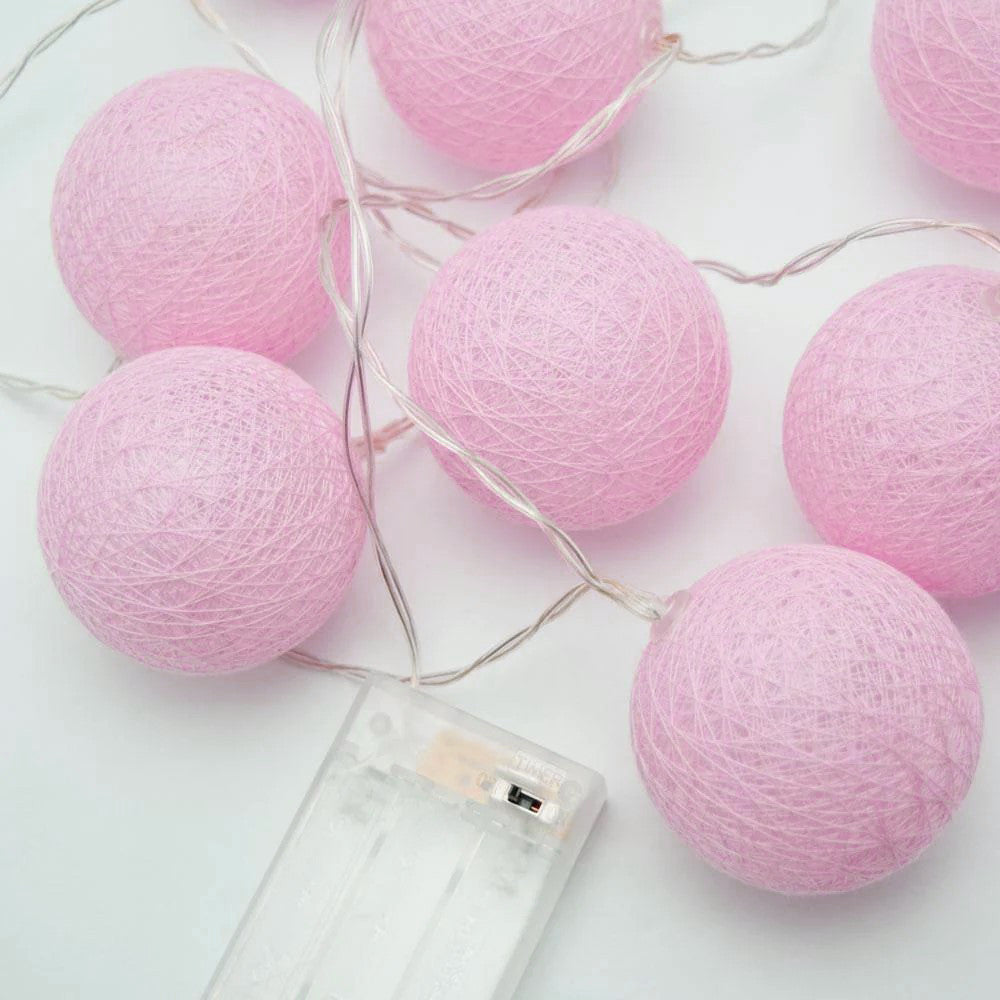 3M Pastel Pink Cotton Ball Christmas Lights – 20 Warm White LEDs
