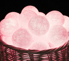 5M Pastel Pink Cotton Ball Christmas Lights – 50 Warm White LEDs