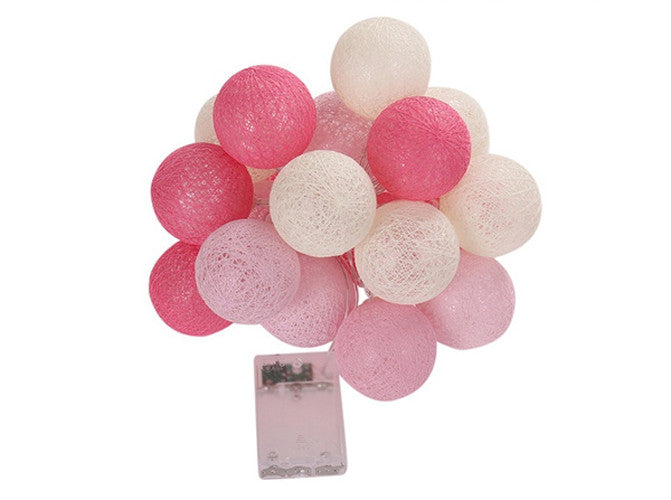 3M Pink & White Cotton Ball String Lights with 20 LED Lights
