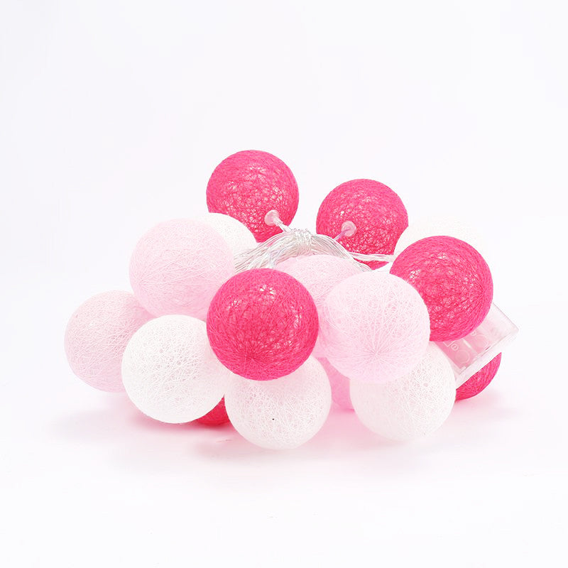 3M Pink & White Cotton Ball String Lights with 20 LED Lights