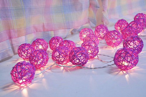 3M Pink Rattan Ball Christmas Lights – 20 Warm White LEDs