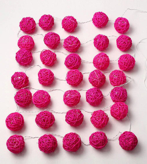 3M Pink Rattan Ball Christmas Lights – 20 Warm White LEDs