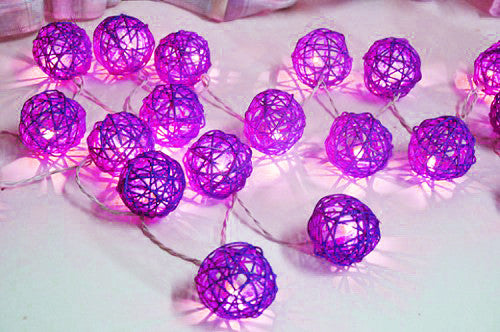 3M Cassis Purple Rattan Ball Christmas Lights – 20 Warm White LEDs