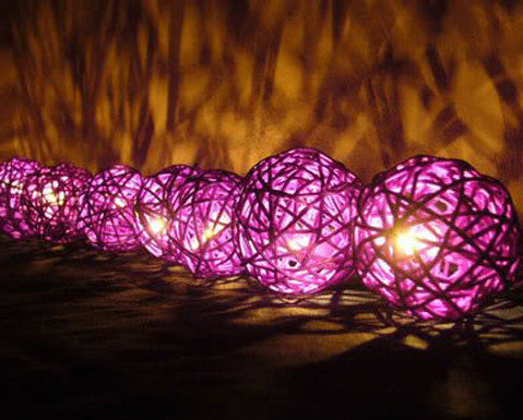 3M Cassis Purple Rattan Ball Christmas Lights – 20 Warm White LEDs