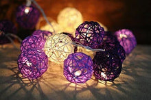 3M Purple & White Rattan Ball String Lights with 20 Warm White LED Lights