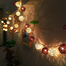 3M Purple & White Rattan Ball String Lights with 20 Warm White LED Lights