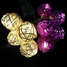 3M Purple & White Rattan Ball String Lights with 20 Warm White LED Lights