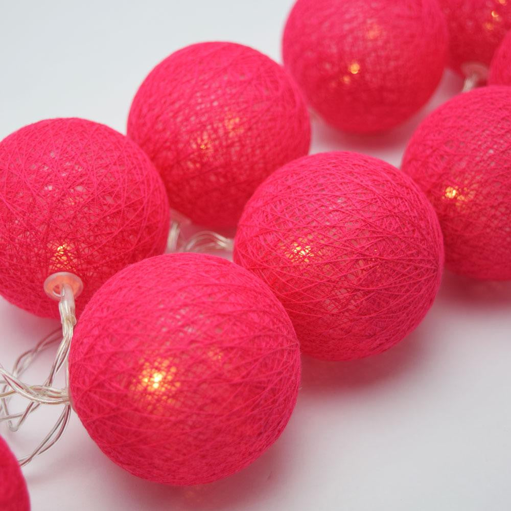 3M Red Cotton Ball String Lights with 20 LED Lights