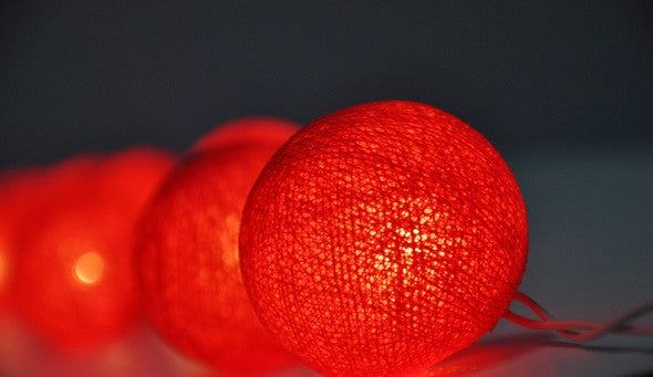 3M Red Cotton Ball String Lights with 20 LED Lights
