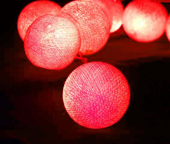 3M Red Cotton Ball String Lights with 20 LED Lights