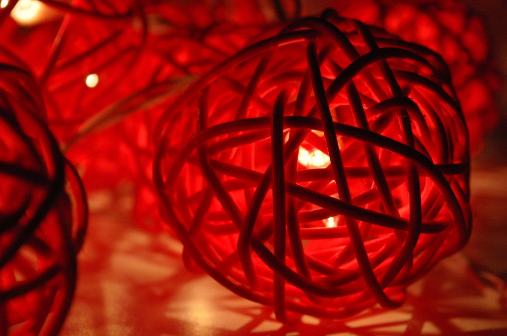 3M Red Rattan Ball Christmas Lights – 20 Warm White LEDs
