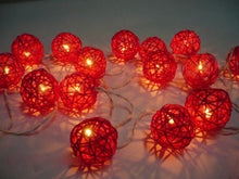 3M Red Rattan Ball Christmas Lights – 20 Warm White LEDs