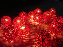 5M Red Rattan Ball Christmas Lights – 50 Warm White LEDs