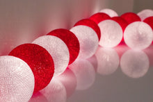 3M Red & White Cotton Ball Christmas Lights – 20 Warm White LEDs