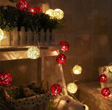 3M Red & White Rattan Ball Christmas Lights – 20 Warm White LEDs