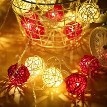 3M Red & White Rattan Ball Christmas Lights – 20 Warm White LEDs