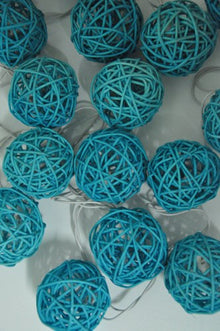 3M Turquoise Rattan Ball String Lights with 20 LED Lights