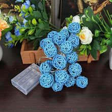 5M Turquoise Blue Rattan Ball Christmas Lights – 50 Warm White LEDs