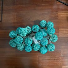 5M Turquoise Blue Rattan Ball Christmas Lights – 50 Warm White LEDs