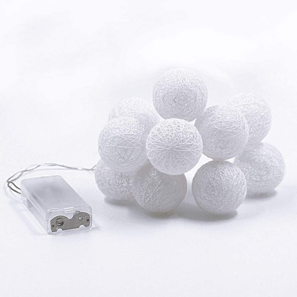 3M White Cotton Ball String Lights with 20 LED Lights