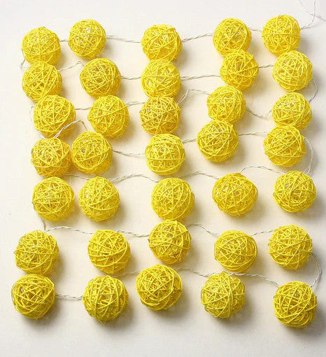 3M Yellow Rattan Ball Christmas Lights – 20 Warm White LEDs