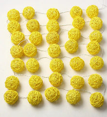 5M Yellow Rattan Ball Christmas Lights – 50 Warm White LEDs