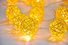 5M Yellow Rattan Ball Christmas Lights – 50 Warm White LEDs