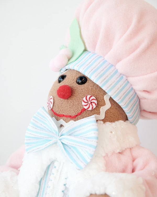38cm Pastel Gingerbread Christmas Decoration – Plush Weighted Figure