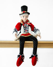 65cm Carolling Elf Christmas Decoration – Black Red White Figure
