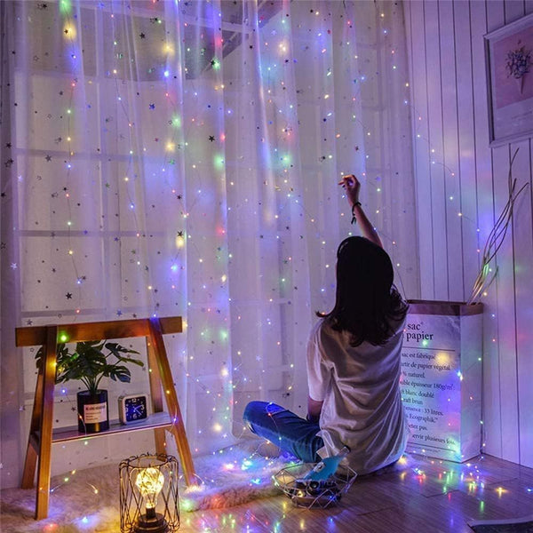 1.9M x 2M Multi-Coloured Curtain Christmas Lights