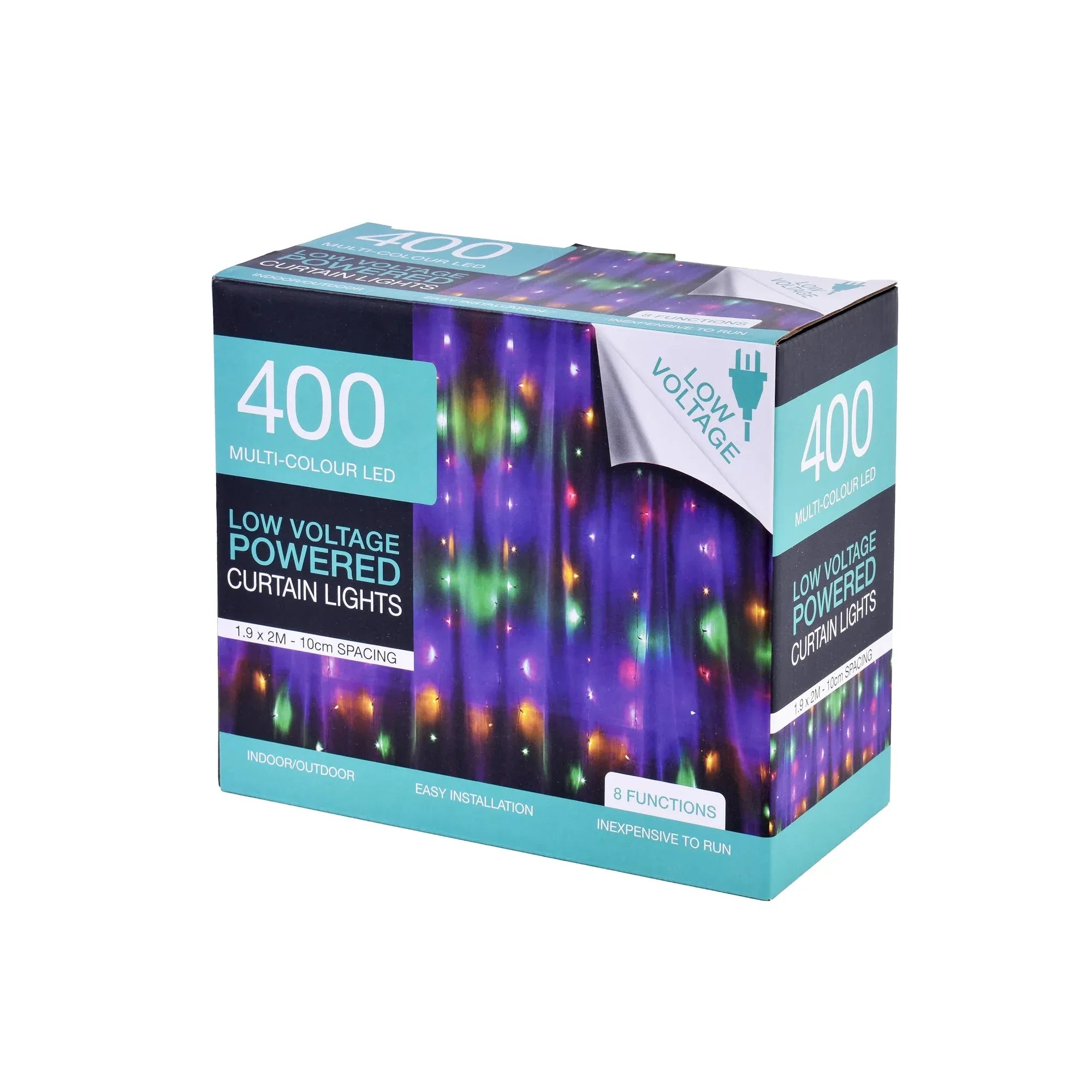 1.9M x 2M Multi-Coloured Curtain Christmas Lights