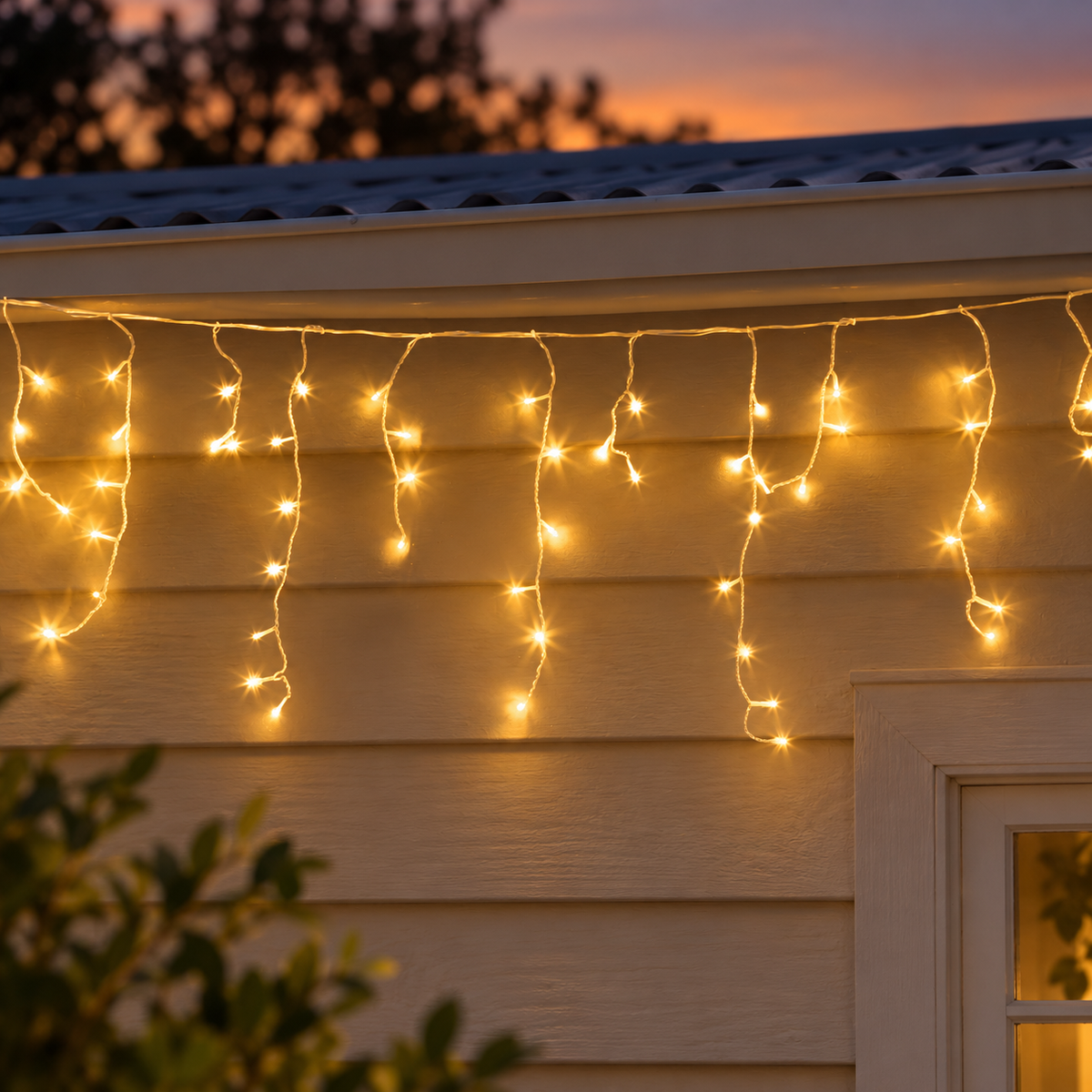 20M Icicle Christmas Lights with 800 Warm White LEDs