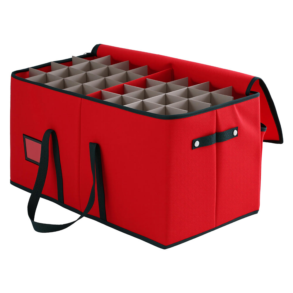 Christmas Bauble Storage Box 128 Slots – Red Non-Woven Fabric