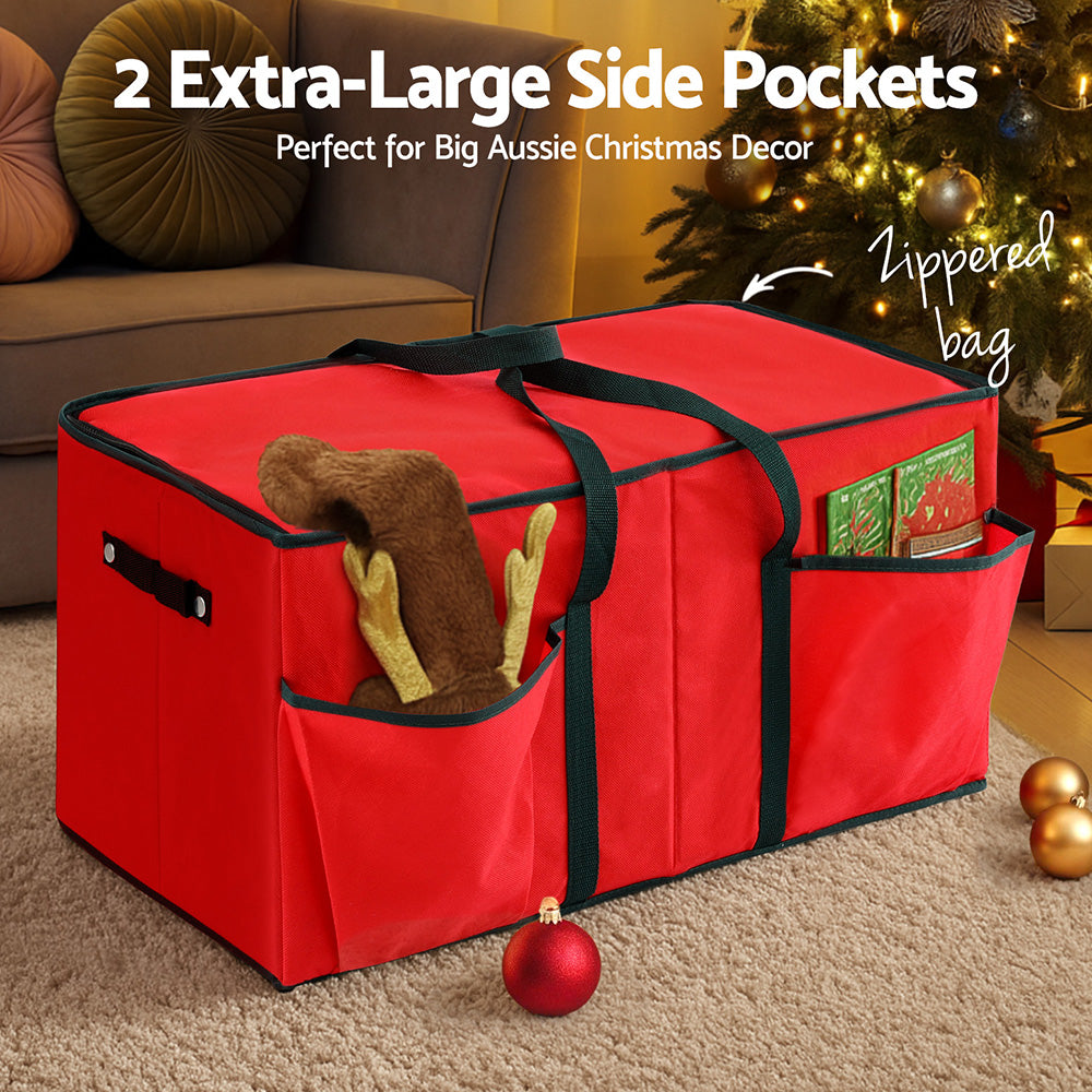 Christmas Bauble Storage Box 128 Slots – Red Non-Woven Fabric