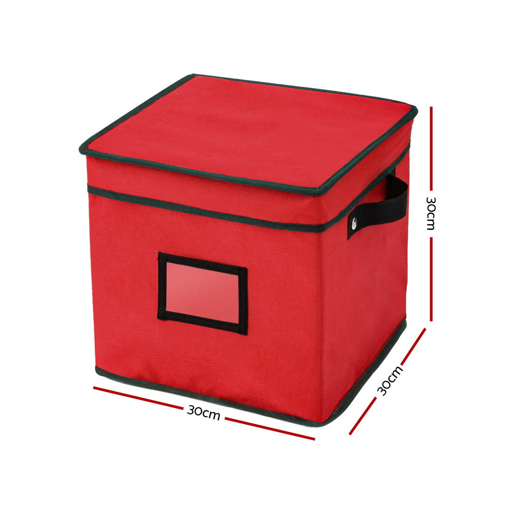 Christmas Bauble Storage Box 64 Slots – Red Oxford Fabric