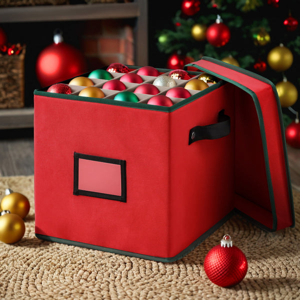Christmas Bauble Storage Box 64 Slots – Red Oxford Fabric