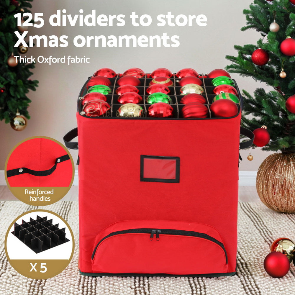 Christmas Ornament Storage Cart 125 Slots – Red Oxford Fabric