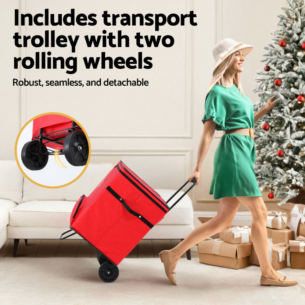 Christmas Ornament Storage Cart 125 Slots – Red Oxford Fabric