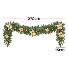 2.7M Pre-Lit Gold Poinsettia Christmas Garland with 30 LED