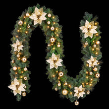 2.7M Pre-Lit Gold Poinsettia Christmas Garland with 30 LED