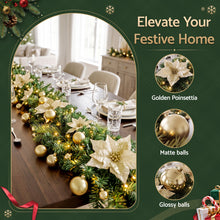 2.7M Pre-Lit Gold Poinsettia Christmas Garland with 30 LED