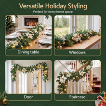 2.7M Pre-Lit Gold Poinsettia Christmas Garland with 30 LED