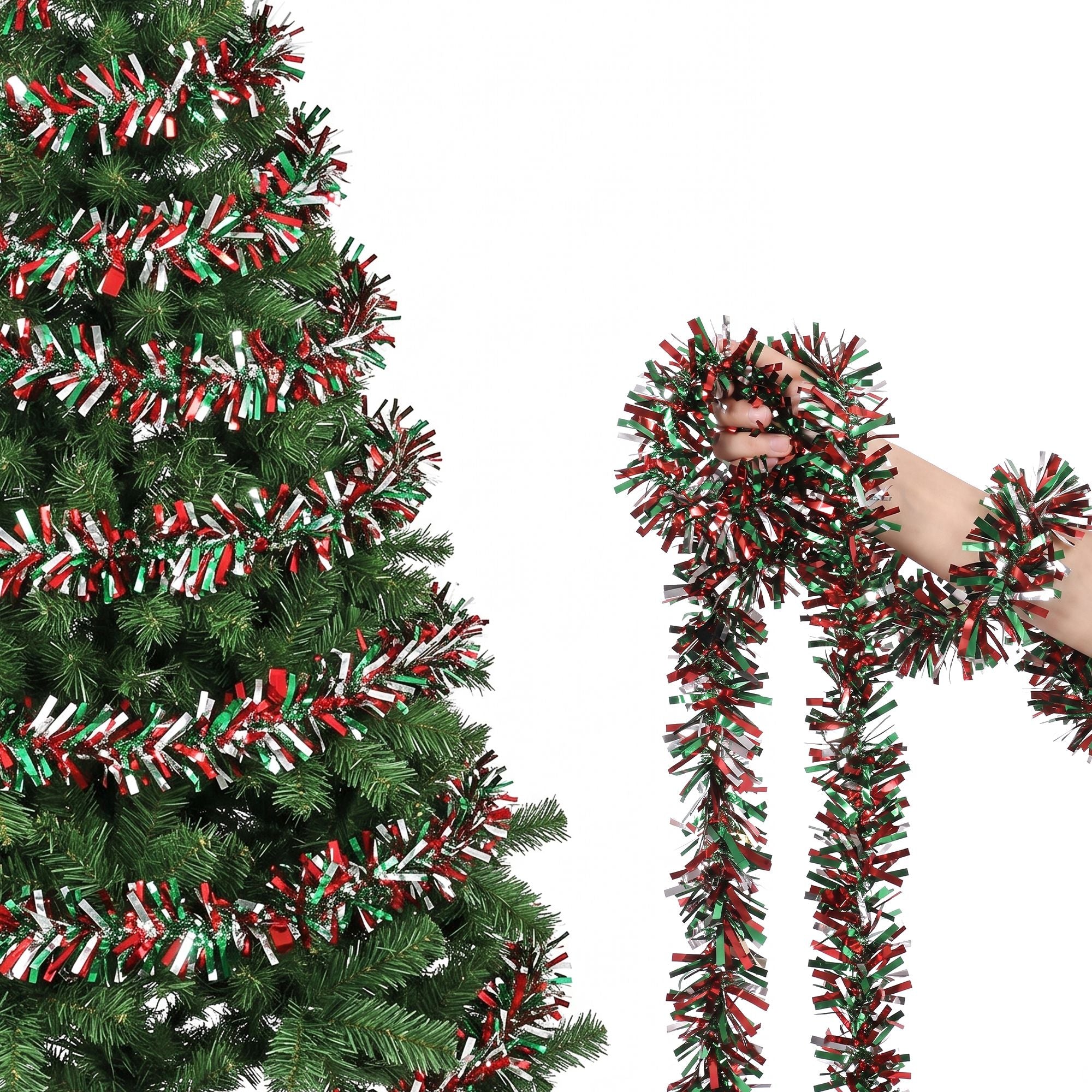 20M Red, Green & Silver Christmas Tinsel