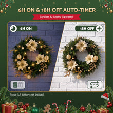 60CM Pre-Lit Gold Poinsettia Christmas Wreath with 30 LED