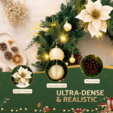 60CM Pre-Lit Gold Poinsettia Christmas Wreath with 30 LED
