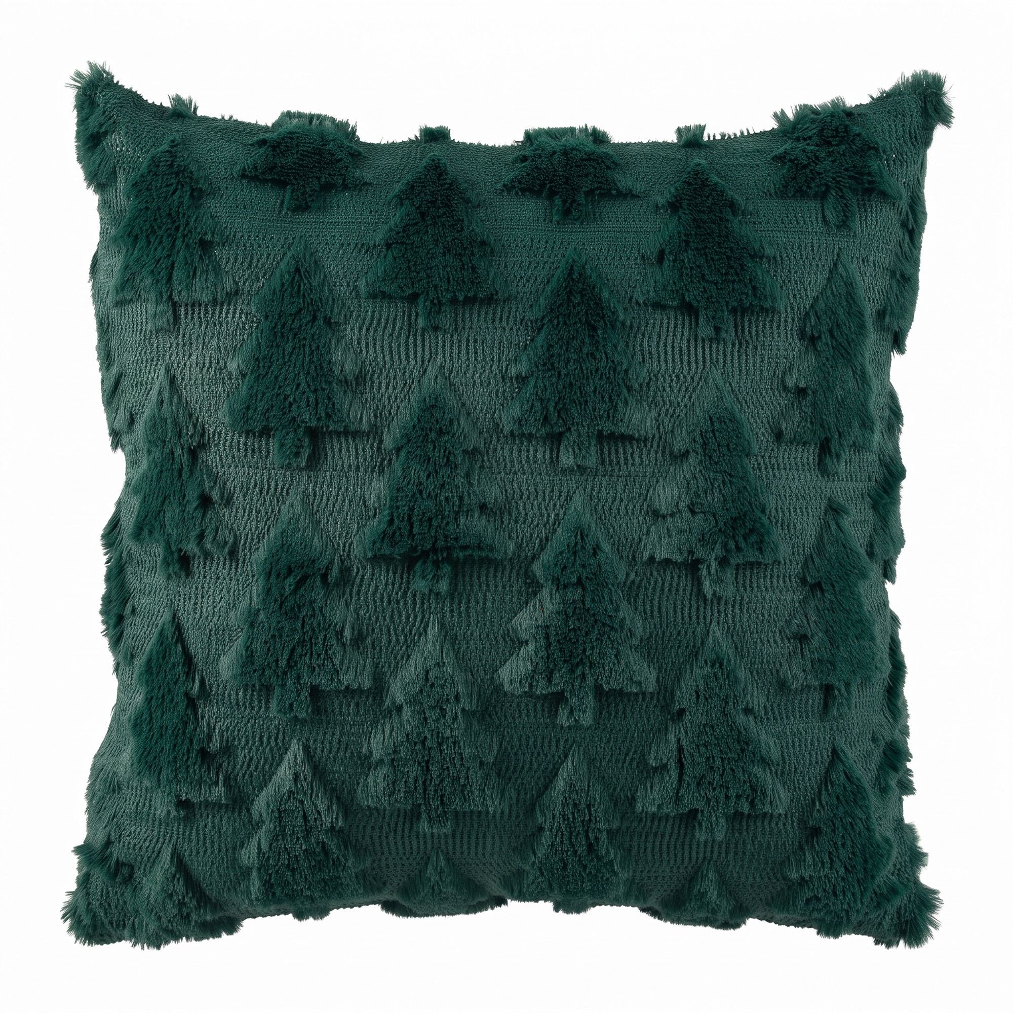 45 x 45CM Green Christmas Tree Faux Fur Cushion Covers - Set of 2