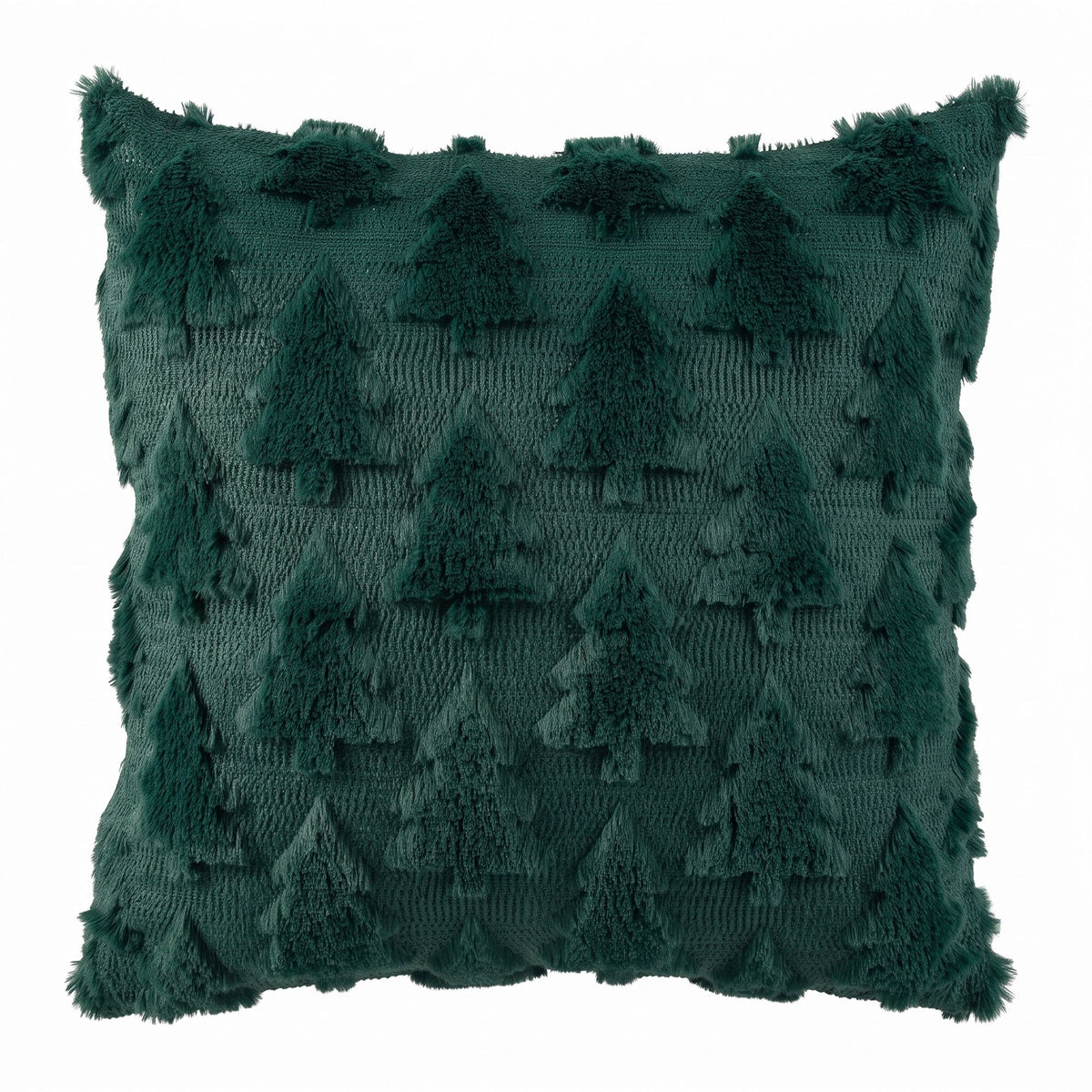 45 x 45CM Green Christmas Tree Faux Fur Cushion Covers - Set of 2